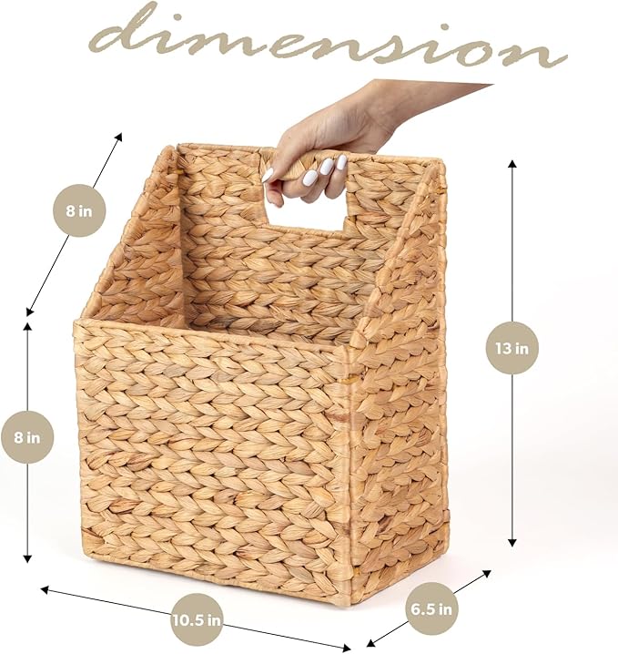 Wicker Hanging Storage Basket (10,5"Lx6,5"Wx13"H), Set of 2 Wall Baskets, Water Hyacinth Baskets, Wall Decor Hyacinth Basket 