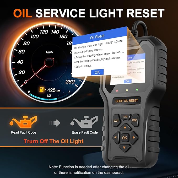 Car Code Reader, OBD2 Scanner for Check Engine Light/Oil Light Reset, Enhanced OBDII Scan Tool Car Accessories Fix Clear Fault