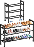 Mavivegue 19“- 43” Adjustable Shoe Rack, 3 Adjustable Length, 3 Tier Expandable Shoe Rack for Closet, Entryway, Shoe Shelf, B