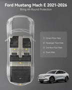3W Floor Mats & Cargo Liner Fit for Ford Mustang Mach E 2021-2025 2026 TPE All Weather Custom Fit Floor Liner 1st 2nd Row and Trunk Mat Full Set Mats (Trunk Base Upper Only)