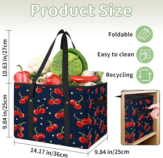 Reusable Grocery Bag Foldable Shopping Tote Bag with Handles Reusable Shopping Bags Large Kitchen Grocery Bags