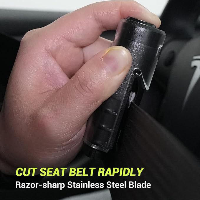Window Breaker Seatbelt Cutter with Flashlight,2 in 1 Car Escape Tool Key Chain,Safe Hammer Glass Breaker Under Water,2 Pack 