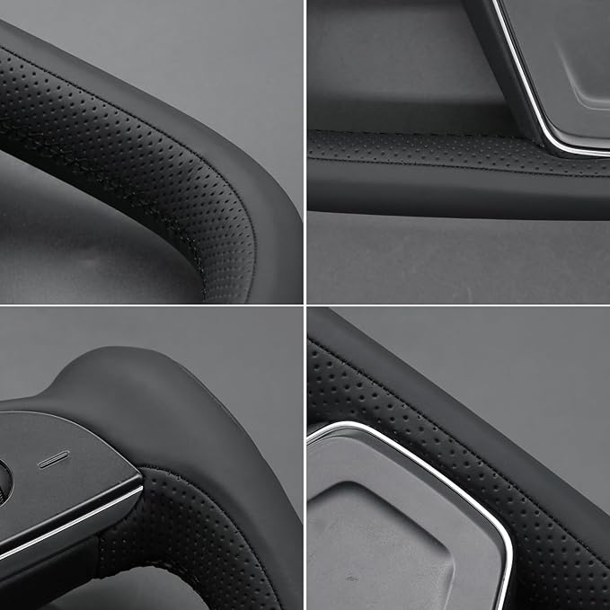 MEWANT Hand Stitched Tesla Model S Yoke Steering Wheel Cover Wrap for Tesla Model S 2021-2023 / Model X 2021-2023 Tesla Yoke Steering Wheel Accessories(3D Style)