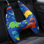 Car Seat Belt Pillow and Adjuster Kit for Kids, Travel Pillow Headrest Neck Support Cushion Seatbelt Cover and Safety Strap Protection Pad for Body Protector Rest (Dinosaurs)