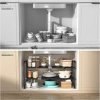 NETEL Under Sink Organizers and Storage,2 Tier Shelf Under Bathroom Sink,Cabinet Organizer with 8 Removable Carbon Steel Pane