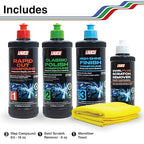 LAUCO Paint Correction Compounds Step 1, 2, 3 – 16oz, Swirl Remover 8oz Kits, with a Towel, Silicone-Free, Clear Coat Safe Scratch Remover, Swirl Correction & High Gloss Finishing