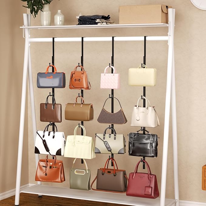 SWTYMIKI Over Door Hat Rack - 4 Packs Metal Hanging Hat Organizer with 16 Hooks Design, Baseball Cap Hanger Organizer Storage