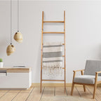 Blanket Ladder, 6-Tier Wooden Quilt Stand, Decorative Ladder Shelf, Leaning Shelf, Wall Leaning Blanket Ladder Towel Storage 
