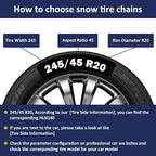 Auto Tightening Snow Chains Tire Chains, 1-Minute Quick Install, Twist-Link, Wear-Resistant, Universal for Car/SUV/Pickup Tru