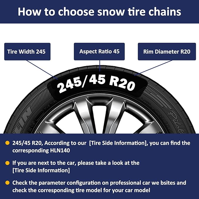 Auto Tightening Snow Chains Tire Chains, 1-Minute Quick Install, Twist-Link, Wear-Resistant, Universal for Car/SUV/Pickup Tru