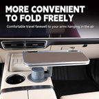 360° Rotating Folding Cup Holder Table, Steering Wheel Tray, Car & Laptop Desk - Car Accessories for Women & Men, Fit Tesla Model Y/3/S/Explorer/Maverick (Foldable Car Table Board (Brown))