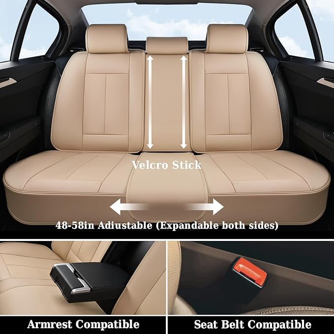Coverado Car Seat Covers Full Set, Seat Covers Waterproof, Nappa Leather Seat Covers for Cars, Front and Back Car Seat Protec