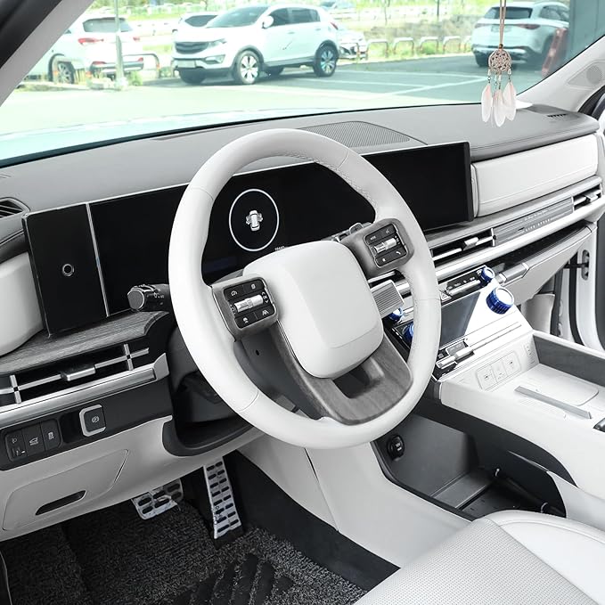 YOUTOOCAR Steering Wheel Cover Trim Compatible with Hyundai Santa Fe 2024-2026 Hyundai Palisade 2026 Hyundai IONIQ 9 Accessories (Wood Grain)