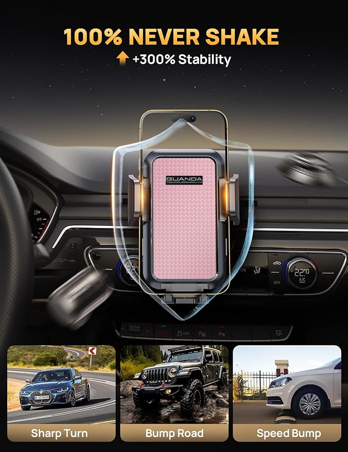 CD Slot Phone Mount, Upgraded Car Phone Holder [Thick Cases Friendly], 360° Adjustable Universal Phone Mount for Car CD Slot Mount for iPhone & Android Cell Phones (Pink)