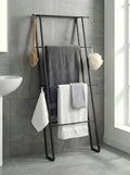 CANYAVE Metal Leaning Ladder Towel Rack, 4-Tier Blanket Stand for Bathroom Living Room, No Drilling Quilt Storage Organizer (