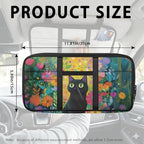 Black Cat Theme Sun Visor Organizer for Trucks,Car Essentials Tool Pack with Zipper Pockets Tactical Panel Adjustable Straps Auto Visor Storage Pouch