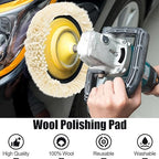 3 PCS Wool Buffing Polishing Pads 3 Inch, Natural Wool Cutting Pads with Hook and Loop Backing Compound & Polishing for Automotive Car Boats Glass Furniture Repair