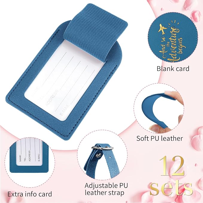 Amylove Bulk Luggage Tags Wedding Favors Adventure Begins Luggage Tags for Guests Travel Tag for Suitcase Bridal Gift 24 Pack