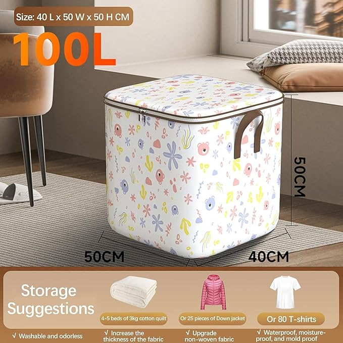 Clothes Storage Bag, Non-Woven Clothes Quilt Foldable Storage Bag, Multipurpose Large Capacity Lightweight Portable Wardrobe 
