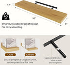 Dreamland 36 Inches Floating Shelves for Wall, 8 Inch Deep Floating Shelves Set of 2, Large Display & Storage Shelf, Wall She