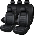 CAROMOP Faux Leather Car Seat Covers Full Set,Luxury and Comfortable Covers for Cars,Split Bench Compatible Car Interior Cove
