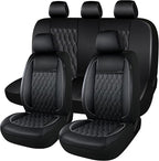 CAROMOP Faux Leather Car Seat Covers Full Set,Luxury and Comfortable Covers for Cars,Split Bench Compatible Car Interior Cove