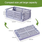 HUUSMOT 4-Pack Small Pastel Plastic Storage Baskets, Collapsible Crates for Organizing, Space-Saving Mini Bins for Classroom,