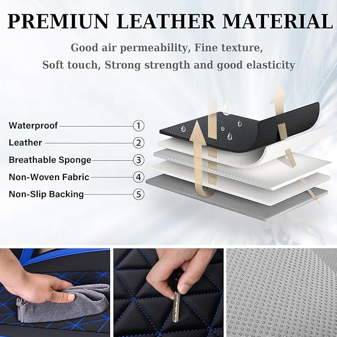 Coverado RAM Seat Cover Full Set, Leather Seat Covers Fit for Dodge RAM 1500, Truck Seat Covers Custom Fit for 2002-2025 Dodg
