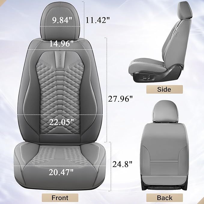Coverado Car Seat Covers Full Set, Nappa Leather Seat Covers for Cars, 5 Seats Universal Waterproof Seat Covers, Front and Ba