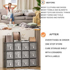 LUKYTOWER Cube Storage Organizer Shelf with Printed Bins + Labels, Cubby Storage Organizer with Bins, Large Capacity Shelves 
