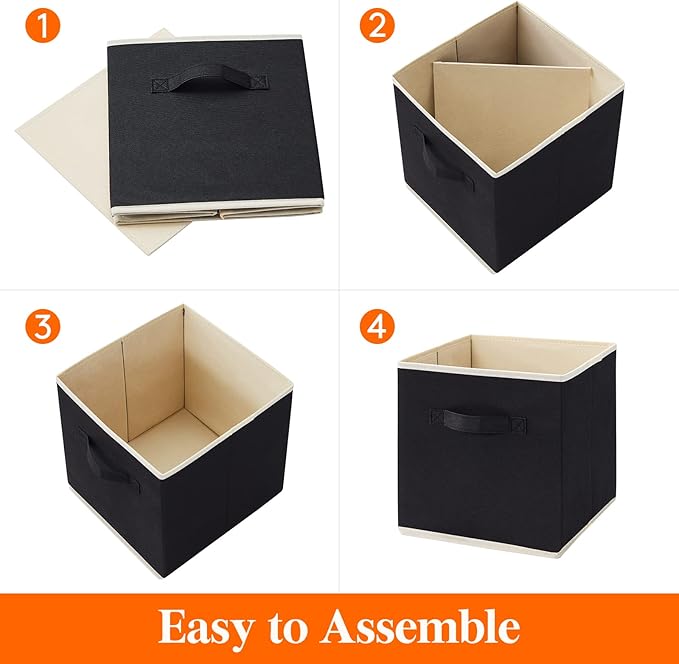 Lifewit Storage Cubes, Foldable Decorative Fabric Storage Baskets for Organizing Home Organizers with Handles for Shelves, Cl
