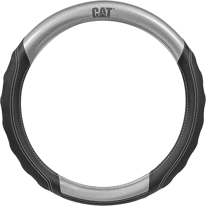 Cat® HexSport Gray Carbon Fiber Steering Wheel Cover, Standard 15 inch Size, Durable and Comfortable with Advanced Grip, Car Steering Wheel Cover for Auto Truck Van SUV