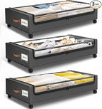 Under Bed Storage with Wheels 3Pack Storage Containers with Clear Window&Label Under Bed Drawers Rolling Under Bed Storage fo