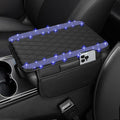 NBTEPEM Bling Car Center Console Cover, Leather Car Arm Rest Cover Cushion with 2 Storage Bags, Universal Automotive Armrest Protector Storage Box, Bling Accessories Interior for Most Vehicles (Blue)