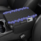 NBTEPEM Bling Car Center Console Cover, Leather Car Arm Rest Cover Cushion with 2 Storage Bags, Universal Automotive Armrest Protector Storage Box, Bling Accessories Interior for Most Vehicles (Blue)