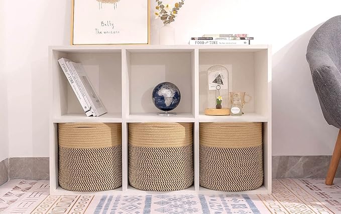 voten Storage Cubes Baskets Bins Organizer 11x11x11'' Fit 12x12''Cube Storage Organizer Bookcases Shelf,Durable Woven Cotton 