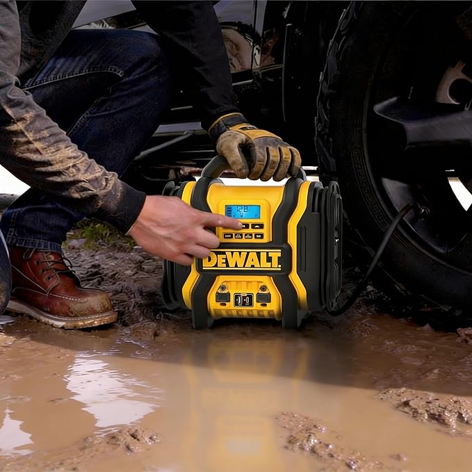 DEWALT DXAEPS14 2000 Peak Battery Amp 12V Automotive Battery Booster Jump Starter/Power Station with 120 PSI Compressor,