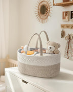 Maliton Diaper Caddy Organizer for Baby, Cotton Rope Baby Gift Basket, Portable Diaper Organizer for changing table, Nursery 