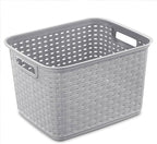Sterilite 6-Pack Tall Weave Basket, Woven Plastic Storage Baskets for Organization, Cement Gray - Organizing Bin Containers w