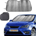 Windshield Sun Shade, Car Window Shade as Bonus by Big Hippo Keep Vehicle Cool Protect Your Car from Sun Heat & Glare Best UV Ray Visor Protector (Size: 55.16"X 27.5")