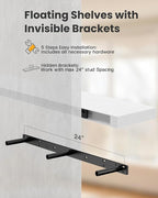 AMADA HOMEFURNISHING 35.4" L Floating Shelves, Wall Shelves Set of 3 for Bathroom/Living Room/Bedroom/Kitchen, White Floating