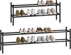 STORAGE MANIAC Long Expandable Shoe Rack, 12 Pairs Metal Wide Stackable Shoe Rack, Adjustable Shoes Shelf, Freestanding Shoes