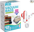 12 Pack Vacuum Bags for Travel with USB & TYPE C Pump,Compression Packing Cubes for Luggage,Carry-on Space Saver Vacuum Seal 