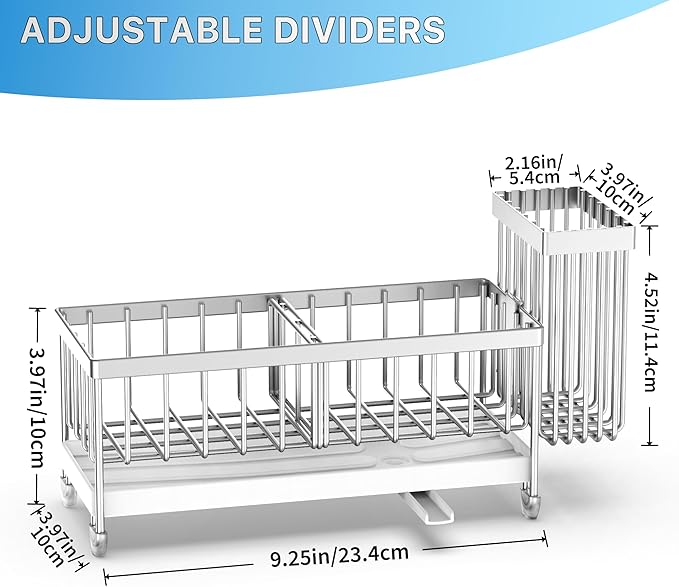 Cisily Sponge Holder for Kitchen Sink, Sink Caddy Organizer with High Brush Holder, Kitchen Countertop Organizers and Storage
