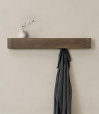 Kazai. Wall-Mounted Coat Rack 'Toke' - Modern Design Coat Rack with Hidden Wall Hooks - Solid Wood Veneer Panel Coat Hanger -