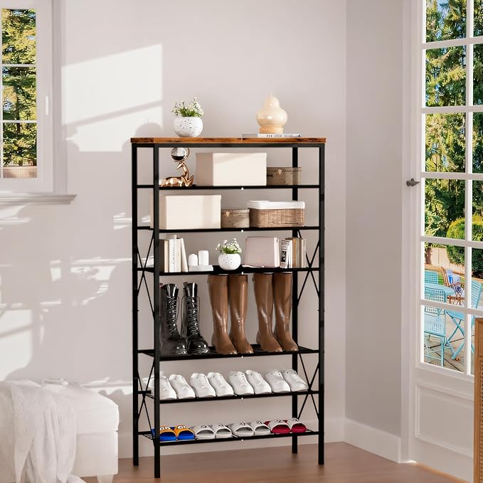 8 Tiers Tall Shoe Rack Organizer, Large Capacity Shoe Rack Holds 32 Pairs of Shoes, Durable and Stable, Adjustable Metal Shel