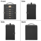 AKOZLIN 6-Tier Jewelry Box Lockable Leather Jewelry Storage Case with 5 Drawers for Women Girls Ring Necklace Earring Bracele