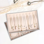 LANDICI Stackable Jewelry Organizer Trays 4 Set,PU Leather Jewelry Organizer Drawer,Jewelry Storage Display Tray for Earring 