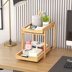 Bamboo Under Sink Organizer and Storage, 2 Pack Pull Out Cabinet Organization, 2 Tier Vertical Slide Out Undersink Storage Sh