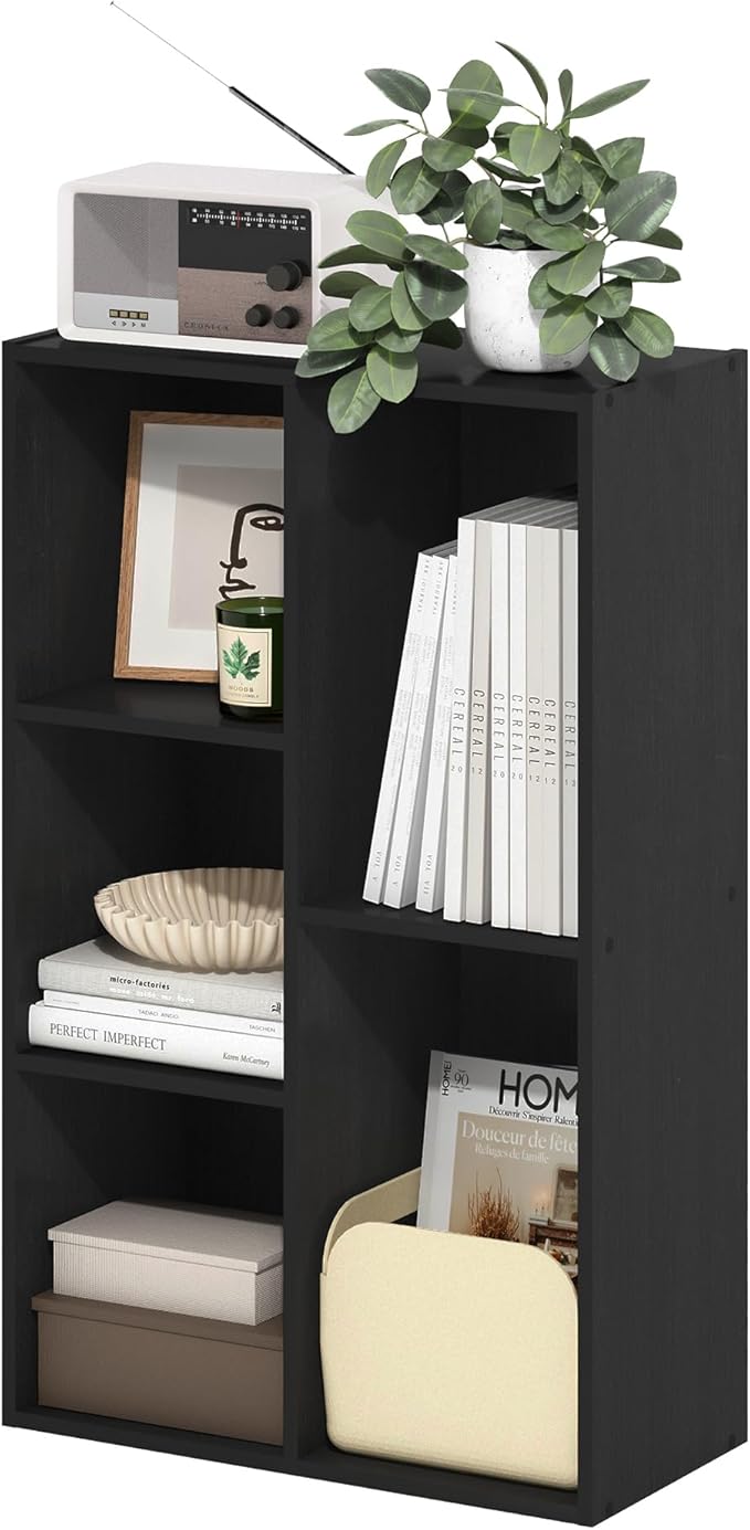 Furinno LUDER Book Shelf, 5-Cube Bookshelf, Reversible Bookcase, 9.4 x 19.5 x 31.5, Easy Assembly, for Living Room, Bedroom, 